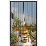 Orumrud Yükseltilmiş manyetik sinek perdesi kapı böcek ekranı 95 x 200 cm, 32 mıknatıs, böcek koruma balkon kapı sinek perdesi, delme olmadan kolay yapışkan kurulum, otomatik kapanma, siyah