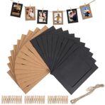 oruola 20 adet mandallı fotoğraf ipi, 15,5 x 11,7 cm kağıt fotoğraf çerçevesi, ahşap mandallı ve kenevir halatlı fotoğraf çelengi, siyah ve kahverengi karton resim çerçevesi, fotoğraf çelengi doğum