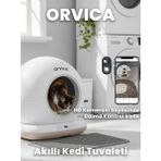 Orvica Kameralı Akıllı Kedi Tuvaleti 75 Lt Otomatik Temizleme UV Sterilizasyon ile Koku Filtresi - Renkli