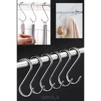 Orvila 10 Adet Metal S Kanca - Mutfak Askısı Banyo Askısı Pano Askısı Çok Amaçlı Düzenleyici Askı