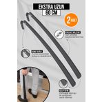 Orvila 2 Adet - Antrasit 60 Cm Ayakkabı Çekeceği | Sert Plastik Asılabilir Çekecek Yumuşak Kerata Uzun