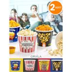 Orvila 2 Adet Popcorn Patlamış Mısır Kovası - Cips ve Çerez Kutusu - 2 Lİ - Çok Renkli