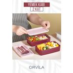 Orvila 2 Kat Yemek Saklama Kabı Beslenme Kutusu Seti - Sporcu Diyet Öğrenci Fitness Okul Işyeri Sefer Tası