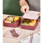 Orvila 2 Katlı Kare Lunchbox Yemek Saklama Kabı Beslenme Kutusu Seti-Sporcu Öğrenci Fitness Okul Işyeri Sefer Tası - Renkli