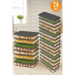 Orvila 24'lü Şeffaf Saklama Kabı Buzdolabı Dondurucu Difrize Uygun Düzenleyici Set 8X2400 ml - 16X1200 ml - Antrasit - Gri