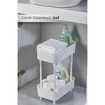 Orvila Düzenleyici 2 Katlı Beyaz Raf -Dolap Içi & Tezgah Üstü Banyo Deterjanlık Mutfak Evye Altı Organizer - BEYAZ 2 KATLI RAF