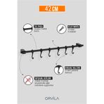 Orvila Siyah Metal Mutfak Ve Banyo Askısı 6 Kancalı Askı Demiri 42 Cm Çubuk