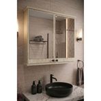 Orysa Design AD-1 Banyo Dolabı, 2 Kapaklı Lavabo Üstü Aynalı Banyo Dolabı - Traverten