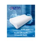 ORZEN Double Visco Yastık Çift Taraflı Boyun Destekli - 60 x 40 cm - Yükseklikler 12 ve 14 cm