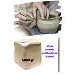 O&S Oyun ve Sanat Eğlen-Üret 4000 gr Seramik Hamuru Kil Çamuru, Beyaz Oyun Hamuru Seti 4 Kg Ebeşuar