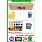 O&S Oyun ve Sanat Eğlen-Üret Seramik Hamuru 4000 Gr, 7li Plastik Ebeşuar (modelaj Seti), Kesme Teli-ipi, Guaj, Doğal Kil Çamuru