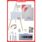 O&S Oyun ve Sanat Eğlen-Üret Yağlı Boya Resim Başlangıç Seti-şövale, 2 Adet Tuval Seti (ŞÖVALYE, TUAL SETİ)