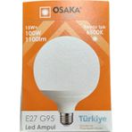 Osaka 15W (100W) 6500K (Beyaz Işık) E27 Duylu G95 Led Glop Ampul (8 Adet)