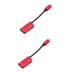 OSALADI 2 Adet Kompakt Usb Type C - 3 5 Mm Kulaklık Adaptörü Usb Kablosu Kulaklık Dönüştürücü Kırmızı