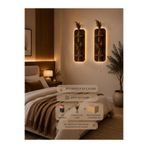 OsalionDesignn Aura Işıklı Duvar Rafı –2’li Set (TV Ünitesi Yatak başı Yanı Dekoratif Aplik) vazo çiçek dahildir
