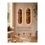 OsalionDesignn Modern Ahşap Duvar Rafı Işıklı 2’li Dekoratif Set (Vazo ve çiçek dahildir.)