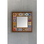 Oscar Stone Ahşap 33x33 cm Çerçeveli Mozaik Mirror Doğaltaş Ayna