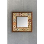 Oscar Stone Ahşap Çerçeveli Mozaik Doğaltaş Ayna 33 CM X 33 CM DRESUAR AYNA
