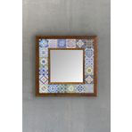 Oscar Stone Ahşap Çerçeveli Mozaik Doğaltaş Ayna 33 CM X 33 CM HALL AYNASI