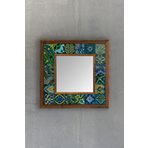 Oscar Stone Ahşap Çerçeveli Mozaik Doğaltaş Ayna 33 CM X 33 CM MOROCCO DESEN