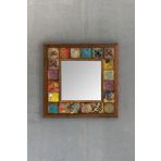 Oscar Stone Ahşap Çerçeveli Mozaik Doğaltaş Ayna 33 CM X 33 CM-Mosaic Mirror Stone