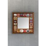 Oscar Stone Ahşap Çerçeveli Mozaik Taş (Mermer) Ayna 33 CM X 33 CM Osmanlı Ottoman