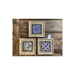 Oscar Stone Decor 20X20 Cm 3 Lü Set Çini Desenleri Elif Vav Çerçeveli Taş Tablo 3Cdd-40-245