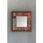 Oscar Stone Decor Ahşap Çerçeveli Mozaik Doğaltaş Ayna 33 Cm X 33 Cm AYN-022