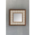 Oscar Stone Decor Ahşap Çerçeveli Mozaik Doğaltaş Ayna 33 Cm X 33 Cm Ayn-050