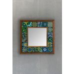 Oscar Stone Decor Ahşap Çerçeveli Mozaik Doğaltaş Ayna 33 cm X 33 cm Morocco Desen AYN-025