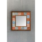 Oscar Stone Decor Ahşap Çerçeveli Mozaik Doğaltaş Ayna 33 Cm X 33 Cm Mutfak Aynası Ayn-018
