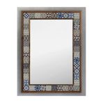 Oscar Stone Decor Ahşap Çerçeveli Mozaik (mermer) Ayna 53x73 Cm Seramik-blue Mind-mavi-etnik Pattern AYN5070-043