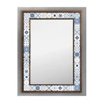 Oscar Stone Decor Ahşap Çerçeveli Mozaik (mermer) Ayna 53x73 Cm Seramik-blue Mind-mavi-etnik Pattern AYN5070-062