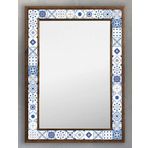 Oscar Stone Decor Ahşap Çerçeveli Mozaik (mermer) Ayna 53x73 Cm Seramik-blue Mind-mavi-etnik Pattern