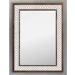 Oscar Stone Decor Ahşap Çerçeveli Mozaik (mermer) Ayna 53x73 Cm Seramik Desenli-karo-kahve Beyaz