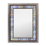 Oscar Stone Decor Ahşap Çerçeveli Mozaik (mermer) Ayna 53x73 Cm Seramik Desenli-talevera-mexican AYN5070-017
