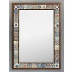 Oscar Stone Decor Ahşap Çerçeveli Mozaik (mermer) Ayna 53x73 Cm Seramik Desenli-talevera-tile Desen