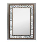Oscar Stone Decor Ahşap Çerçeveli Mozaik Taş (mermer) Ayna 53x73 Cm Etnik Eskitme Seramik Desenli AYN5070-098