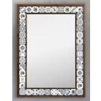 Oscar Stone Decor Ahşap Çerçeveli Mozaik Taş (mermer) Ayna 53x73 Cm Etnik Eskitme Seramik Desenli