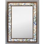 Oscar Stone Decor Ahşap Çerçeveli Mozaik Taş (Mermer) Ayna 53x73 CM Tile Seramik Desenli Kahverengi