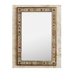 Oscar Stone Decor Ahşap Çerçeveli Mozaik Taş (Mermer) Ayna 63x93 CM Seramik Desenli Kahverengi