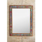 Oscar Stone Decor Ahşap Çerçeveli Mozaik Taş (mermer) Ayna 73x93 Cm Mandala Banyo Salon Aynası
