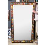 Oscar Stone Decor Ahşap Çerçeveli Mozaik Taş (mermer) Salon Ayna 80x140 Cm Eskitme Desenli