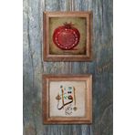 Oscar Stone Decor Ahşap Çerçeveli Taş Duvar Dekoru 28x28 Cm 2'li Set (1104-335) Bereket Nar Ikra 2PRMT-150