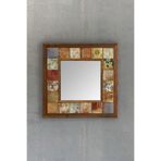 Oscar Stone Decor AYN-020 Ahşap 33x33 cm Çerçeveli Mozaik Doğaltaş Ayna