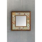 Oscar Stone Decor AYN-044 Ahşap 33x33 cm Çerçeveli Mozaik Doğaltaş Ayna