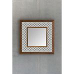 Oscar Stone Decor AYN-058 Ahşap 33x33 cm Çerçeveli Mozaik Doğaltaş Ayna