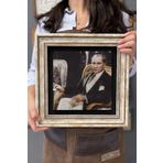 Oscar Stone Decor Çerçeveli Tablo Taş Duvar Dekoru 30 X 30 Cm Atatürk Kahve Içerken CDD3030-907