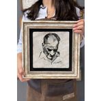 Oscar Stone Decor Çerçeveli Tablo Taş Duvar Dekoru 30 X 30 Cm Atatürk Karakalem Çizim