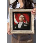 Oscar Stone Decor Çerçeveli Tablo Taş Duvar Dekoru 30 X 30 Cm Atatürk Özel Çizim